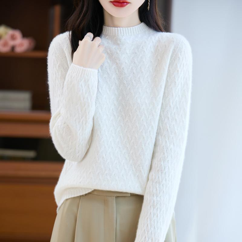 Women's Cashmere Sweater Qinghe Cashmere 30% Cashmere 70% Wool Autumn and Winter Pullover Warm and Fashionable