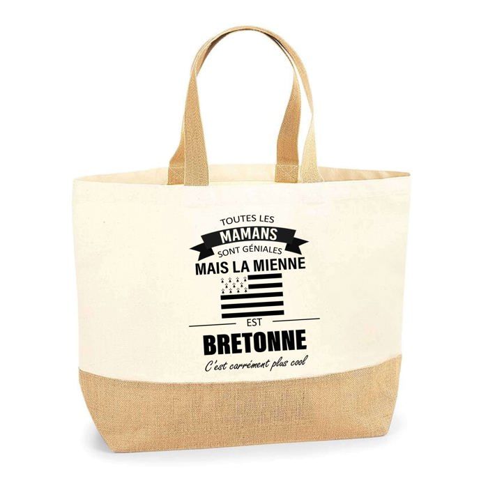 Tote bag - PLANETEE - Maman Bretonne - jute naturel - Fabriqué en France - Éco-responsable