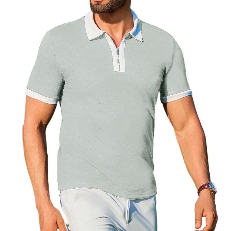 Summer New Men's Short Sleeve T-shirt Casual Lapel Half Zipper T-shirts Fashion Lightweight Breathable Male Tops