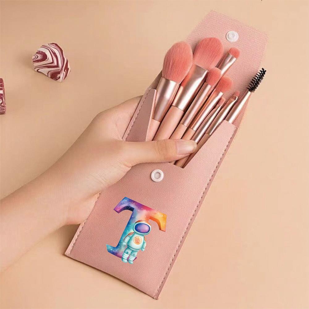 Premium Makeup Brushes Kit 8 Pieces Portable Blush Concealer Eyeshadow Brushes Synthetic Bristles Astronaut Letter Pattern