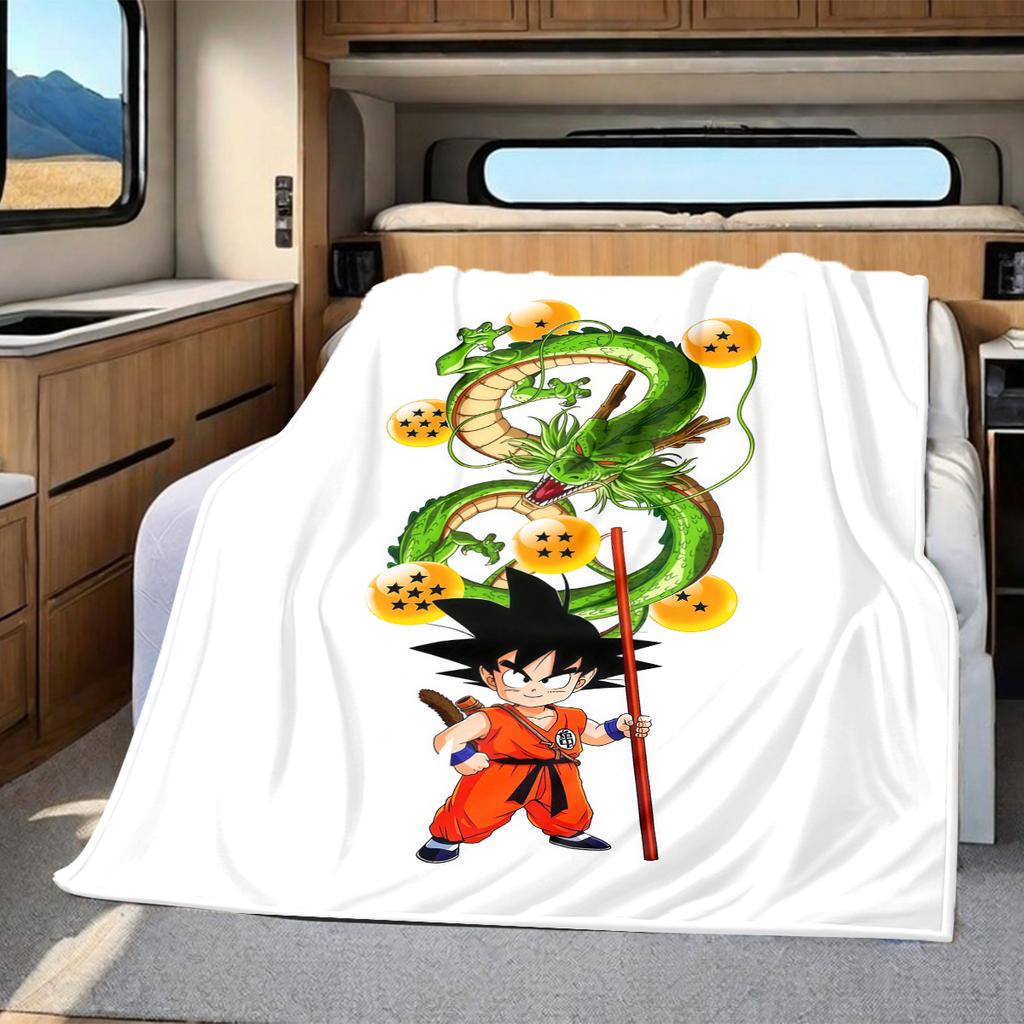 1PC Son Goku  Print Flannel Blanket, High Quality All Seasons, Home Decor, Warmth and Comfort, Perfect for Christmas Gifts