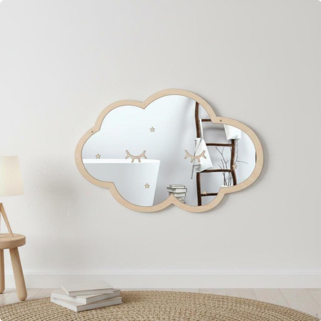 Specchio Autoportante a Forma di Animale con Cornice in Legno, Design Creativo da Parete, Decorazione per Asilo per Bambini,