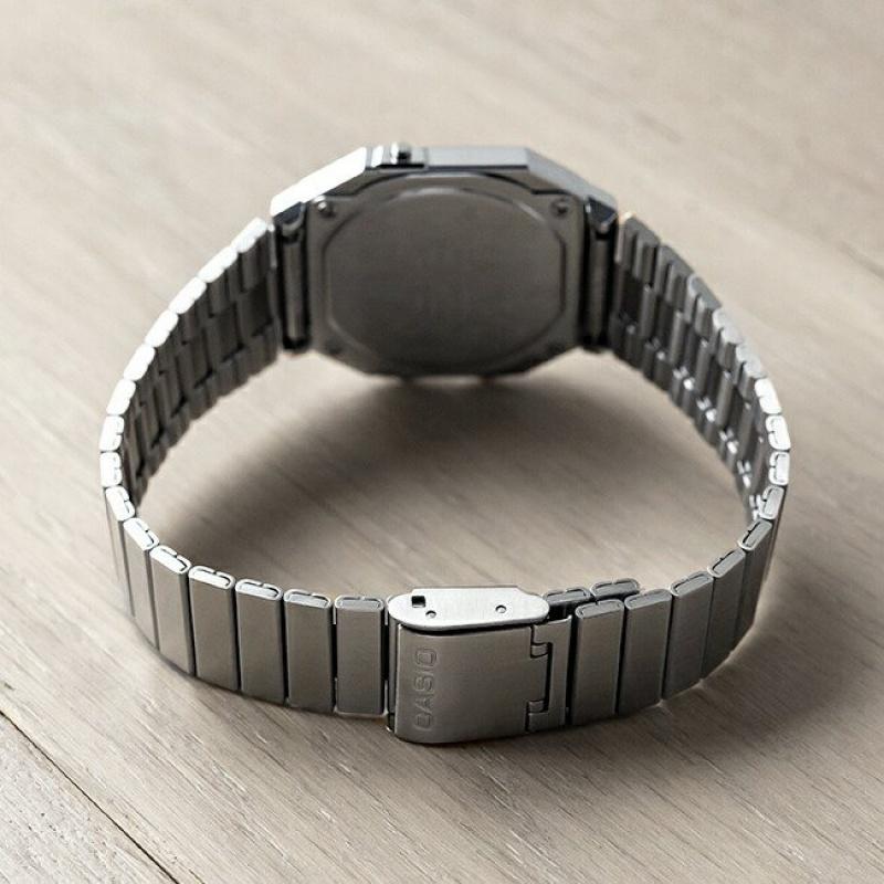 Casio Youth Series Metal Square Silver Watch Fashion Retro Trend Classic Square LCD Display Waterproof Business Quartz Watch Men watches Gray A700W-1A