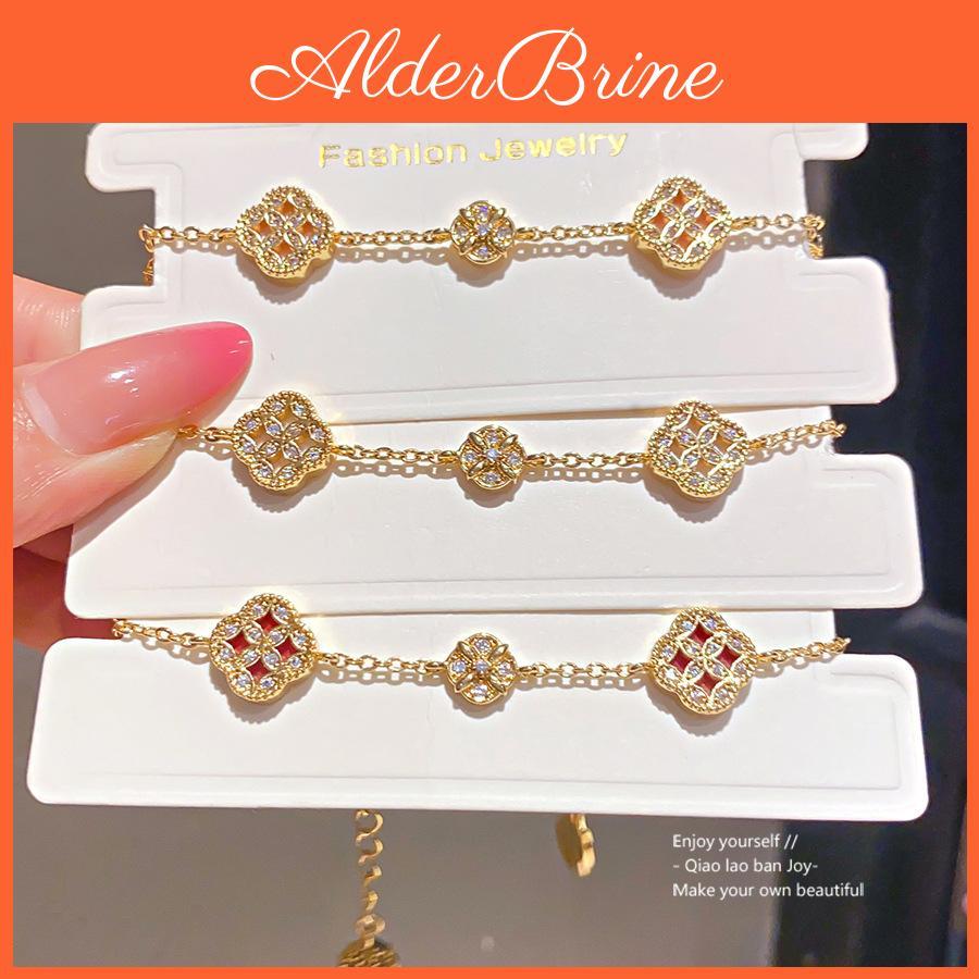K Gold Plated Zircon Flower Hand Chain For Women Party Wear Jewelry