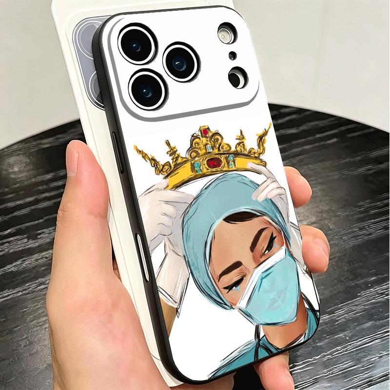 Doctor Nurse Cartoon Soft Phone Case for iPhone 16 16E 17 Air 15 Pro Max 14 Plus 13 Mini 11 12 7 Black Cover Back Shell