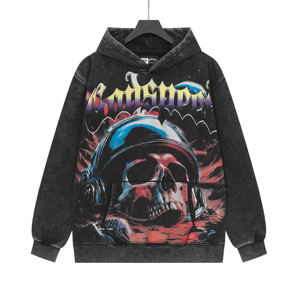 Godspeed 25ss Retro Washed Pure Cotton American Hip Hop Hoodie (Autumn/Winter Collection)