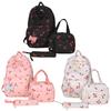 Three-Piece All-Match School Bag Large Capacity Laptop Backpack Cherry Printed Kawaii Nylon Backpack School Outdoor Backpack