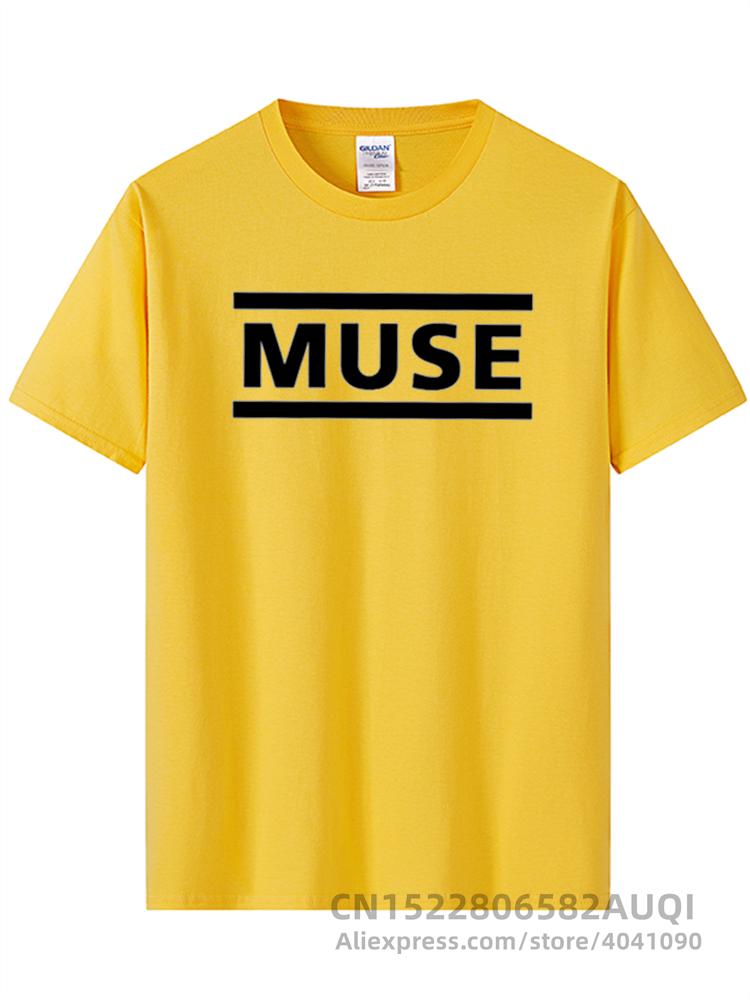 Herren Hochwertiges T-Shirt mit Buchstabenaufdruck Muse Rockband Kurzarm T-Shirt O-Ausschnitt Hip Hop Herren Tops
