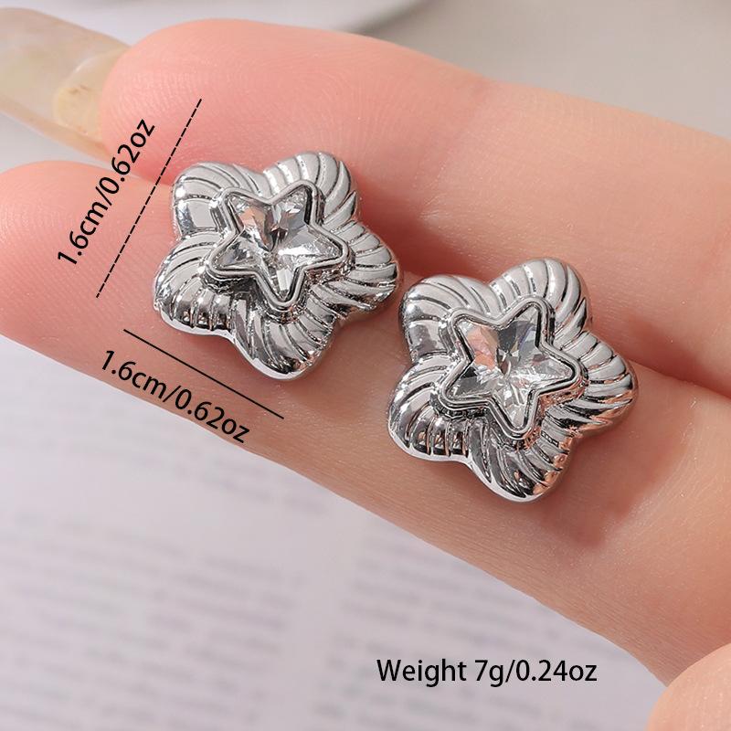 New hip-hop literary and retro five-pointed star stud earrings trendy design heterosexual pearl earrings jewelry