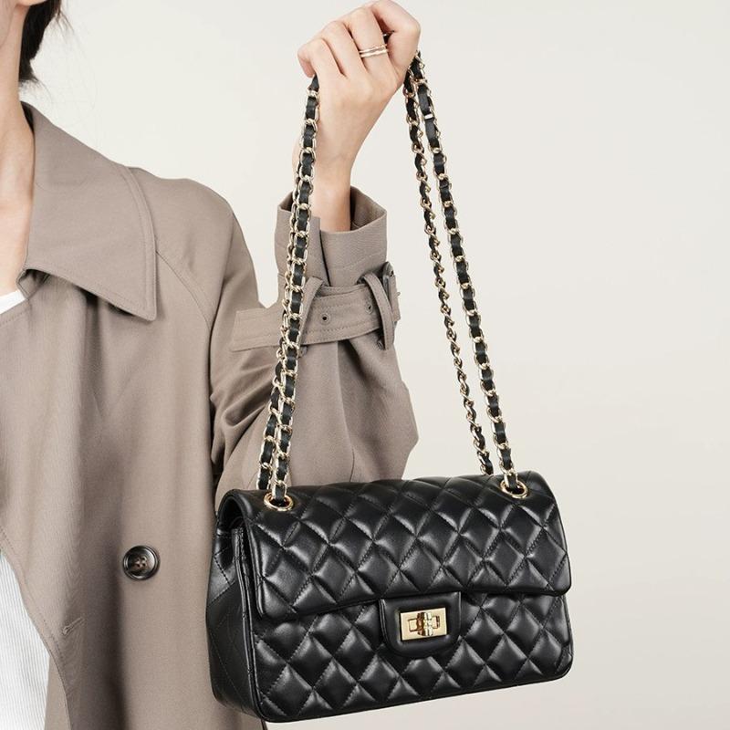 New Leather Women's Bag High-end Trend Versatile Diamond Chain Bag Crossbody Shoulder Women's Bag