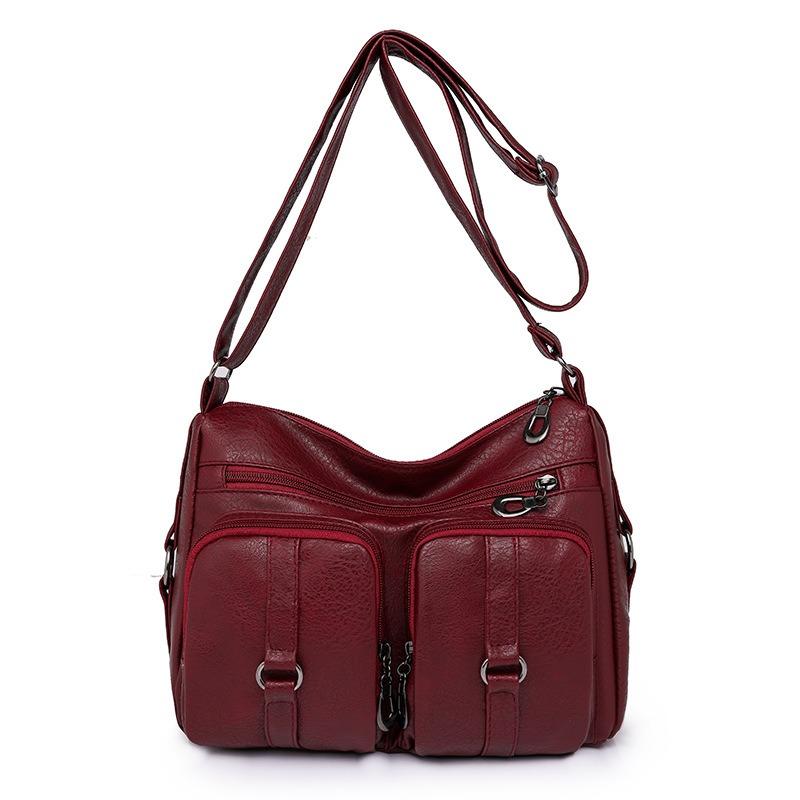 New Washed Leather Women's Bag Messenger Bag Fashionable Women's Shoulder Fashion Retro Style Mother Bag