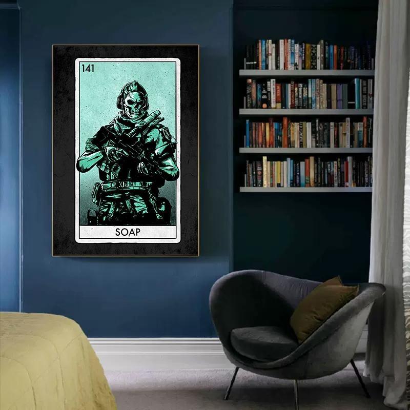 Mw ii cartel map posters canvas painting reaper Simon ghost riley map wall art book print for living room home decor