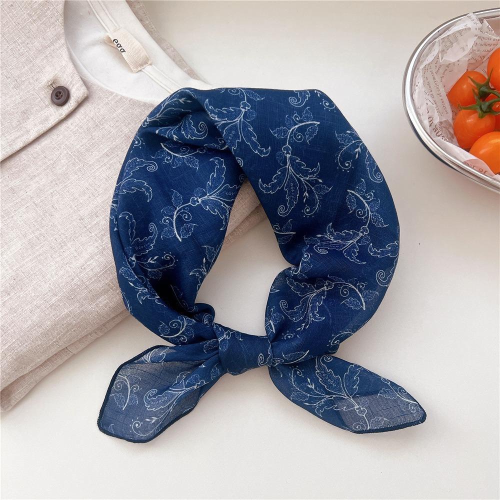 Cashew Small Square Scarf Floral Square Handkerchief Simple Printed Silk Scarf  Vacation