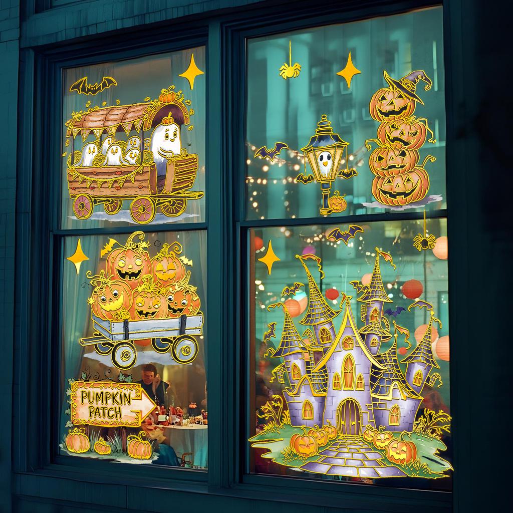 Da 150.44 Million Holy Festival Castle Ghost Static Window Sticker Bedroom Living Room Home Background Decorative Wall Sticker