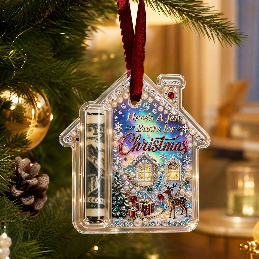 Christmas Ornament - 2D Flat Acrylic Holder Hanging Decoration for Gift Cards and