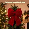 Christmas Party Sign in Desk Decor Flocked Fabric Bow, Large Red Bow with Hanging Strap, Velvet Bows for Office Decorations Festive Pendant