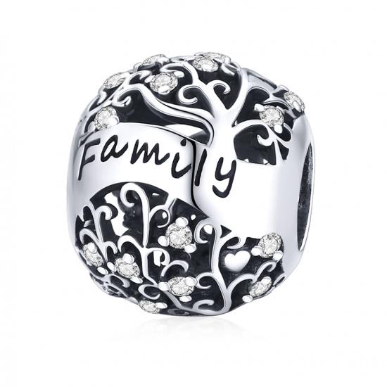WOSTU Flower Silver Charms 925 Sterling Silver Tree Of Life Beads Enamel Pendant DIY Jewelry Making Bracelet Necklace For Women