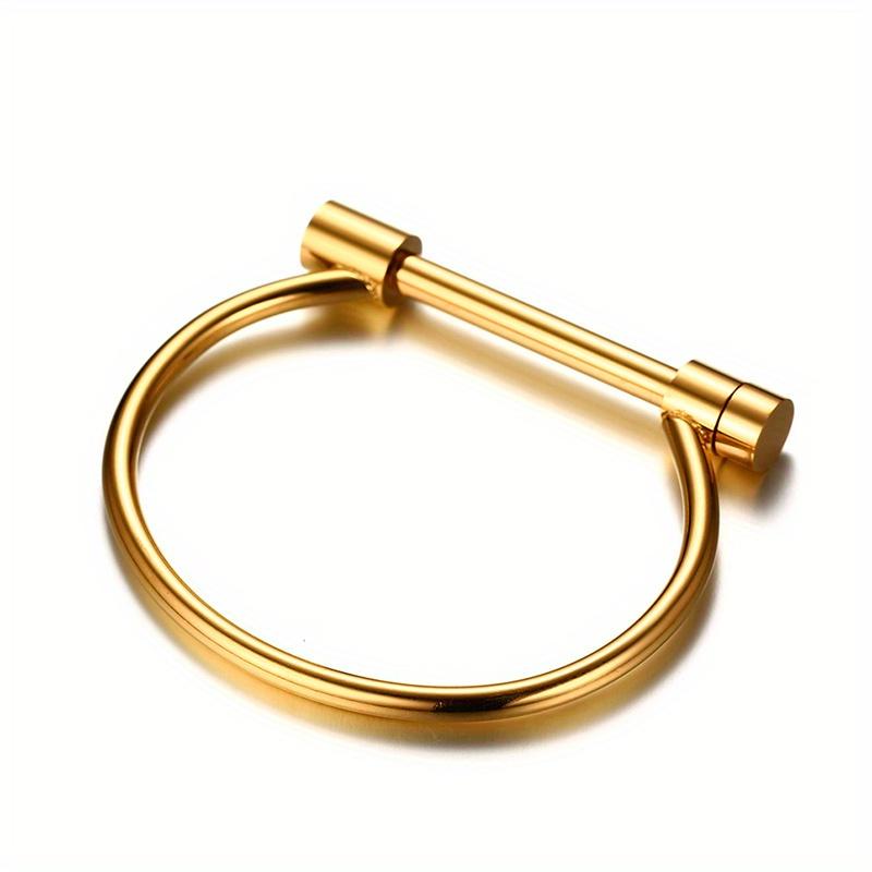 

Мода Роскошь Известный Бренд Ювелирные Изделия Любовь Винтовой Манжетный Браслет Для Женщин Золотой Цвет Нержавеющая Сталь Браслеты и Банглы 58-60mm золотой