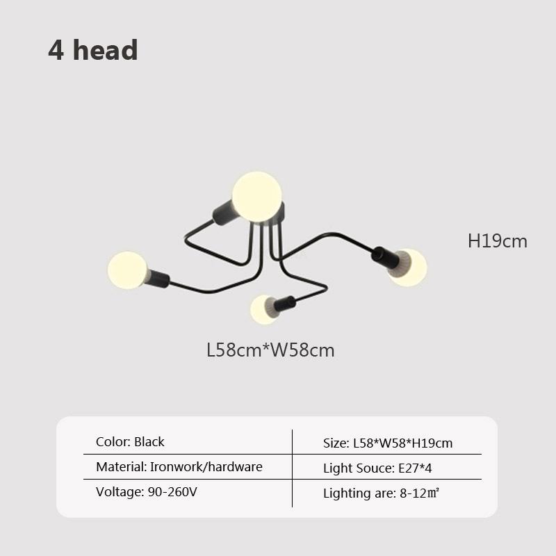Modern LED Pendant Light Minimalist Iron Multi Head Line Lamp For Bedroom Living Room Study Coffee Shop Bar Indoor Decor Fixture