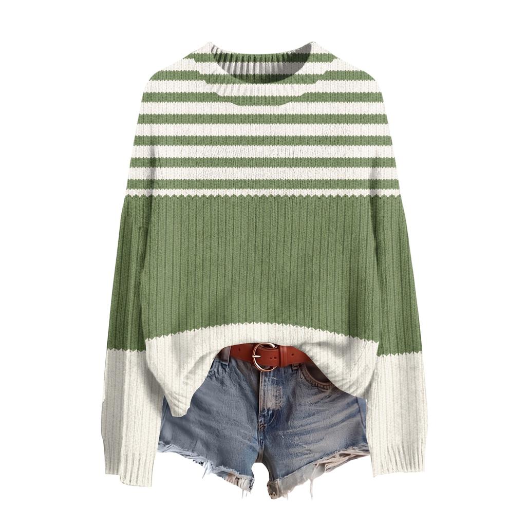 Women's Long Sleeve Crewneck Sweater, Soft Printed Pullover for Fall Winter