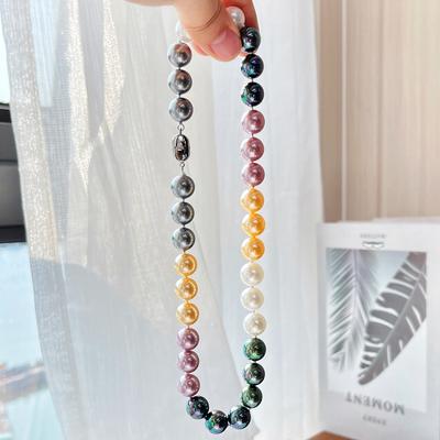 12Mm Design High Quality Malachite Green Artificial Crystal Pearl Necklace Clavicle Chain