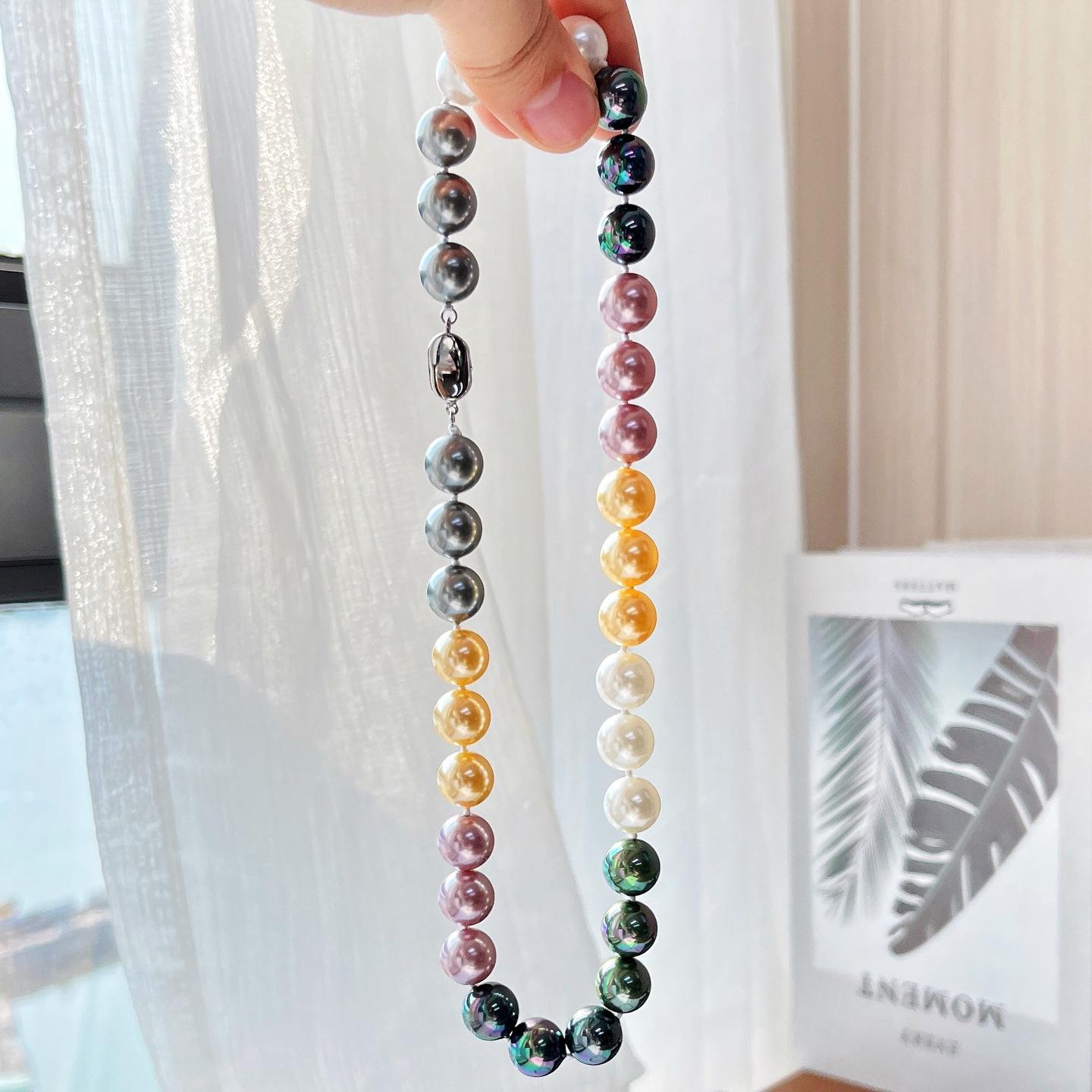 

12Mm Design High Quality Malachite Green Artificial Crystal Pearl Necklace Clavicle Chain
