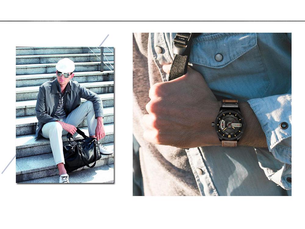 Curren 8301 Herren Wasserdichte Leder Quarz Uhr mit Datum