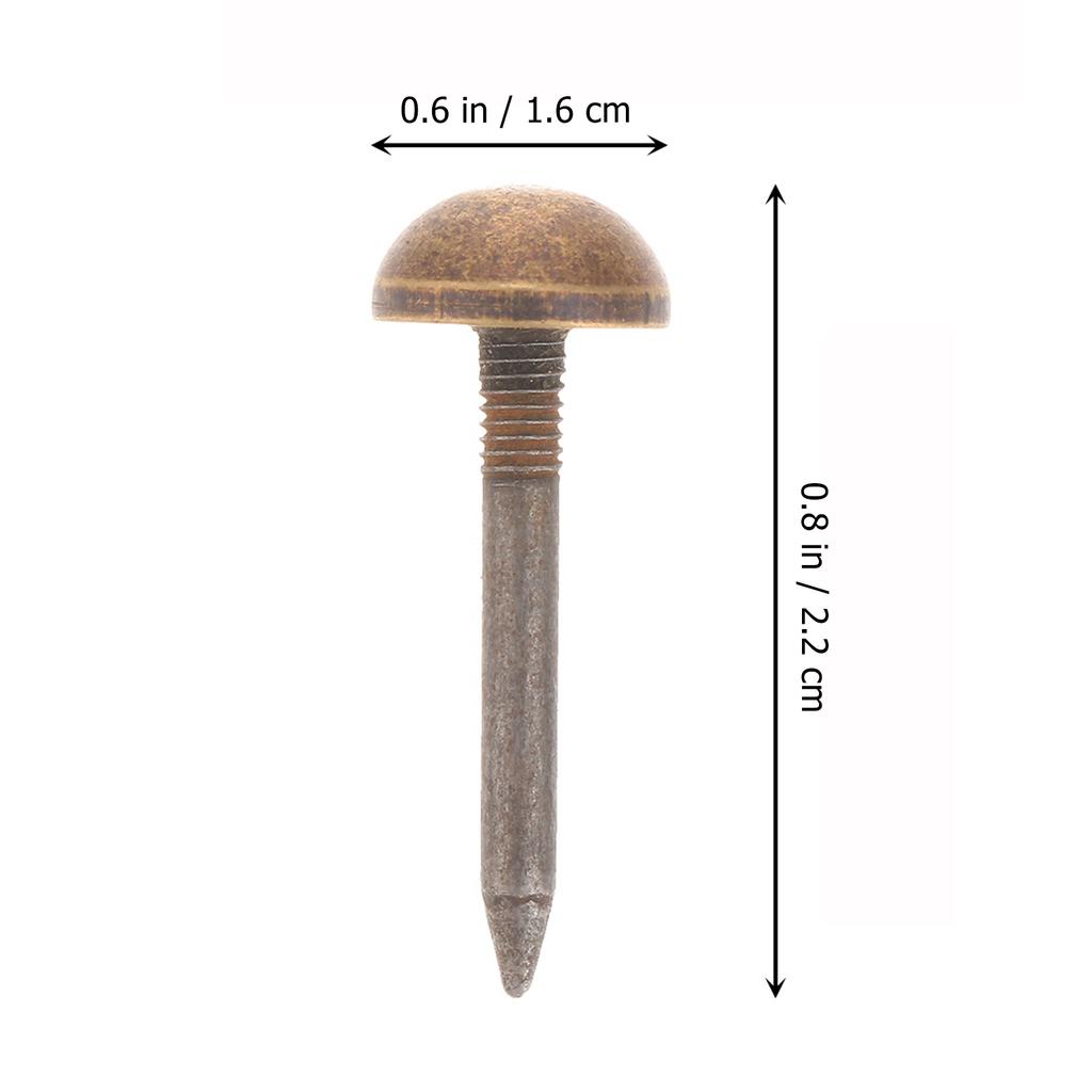 20Pcs Copper Furniture Nails Decorative Upholstery Pins Half Round Head Sharp Entry Striped Shank Anti-Loosening for Wood Craft