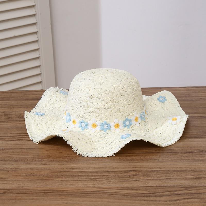 Summer Bow Sun Hat Female, Seaside Beach Vacation Sun Hat Outdoor Big Brim Sun Hat Sweet Straw Hat