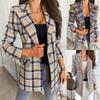 Women Lattice Open Front Cardigan Formal Suit Long Sleeve Blouse Coat