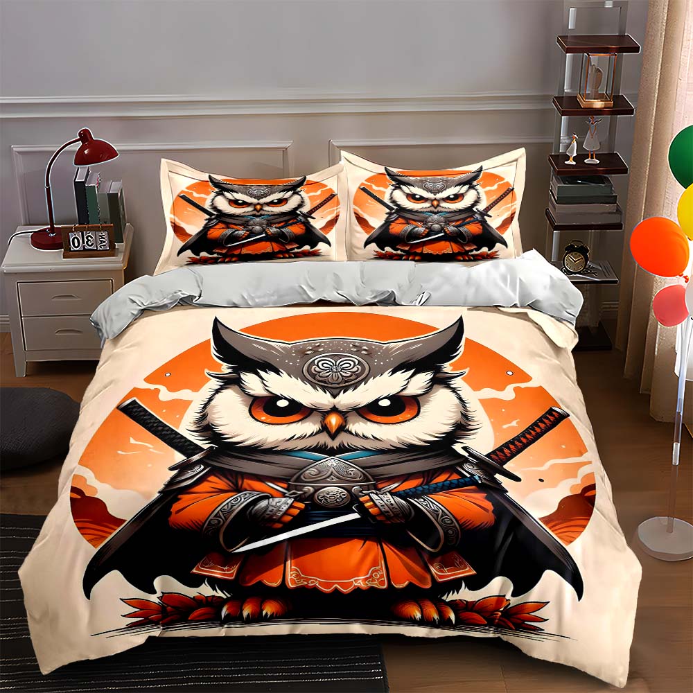 

Samurai owl illustration Bedding Duvet cover sets Duvet covers Pillowcases gifts (1 * Duvet Cover 2 * Pillowcases, without duvet insert) 135x200cm