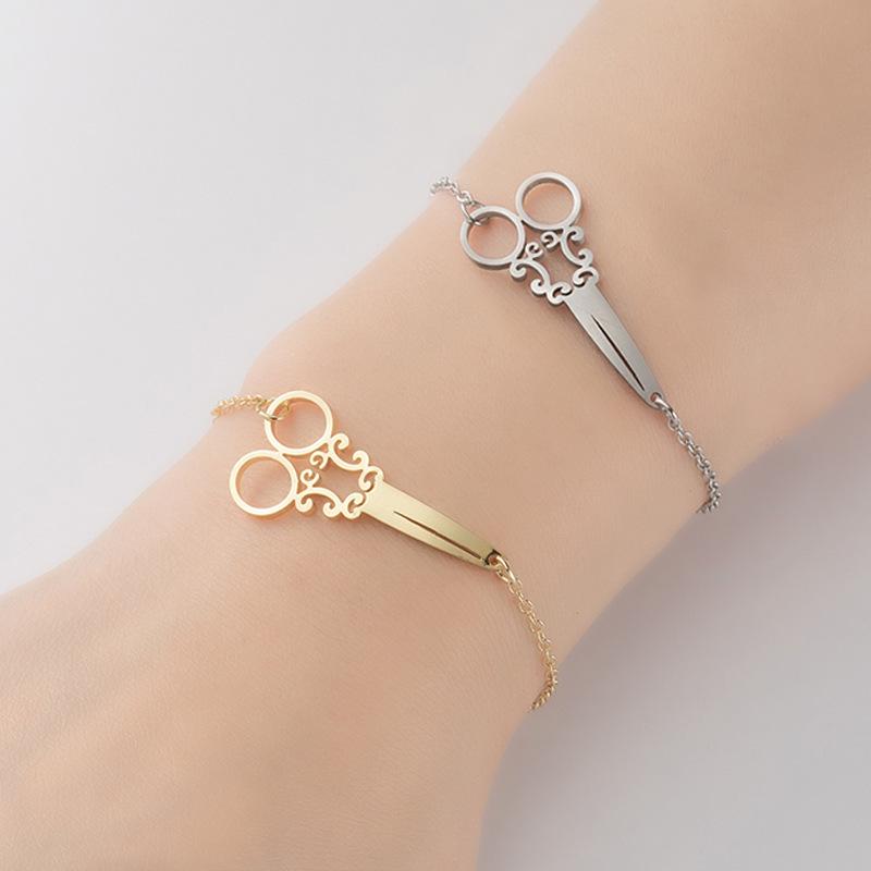 Stainless Steel Scissor Pendant Bracelet in Gothic Punk Style for Men and Women