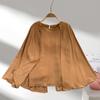 Fashion Long Sleeve Plus Size Women's Pullover Shirts Solid Temperament Summer Thin Casual Loose Tops Blouses Woman Round Neck Office Lady Shirt 26449