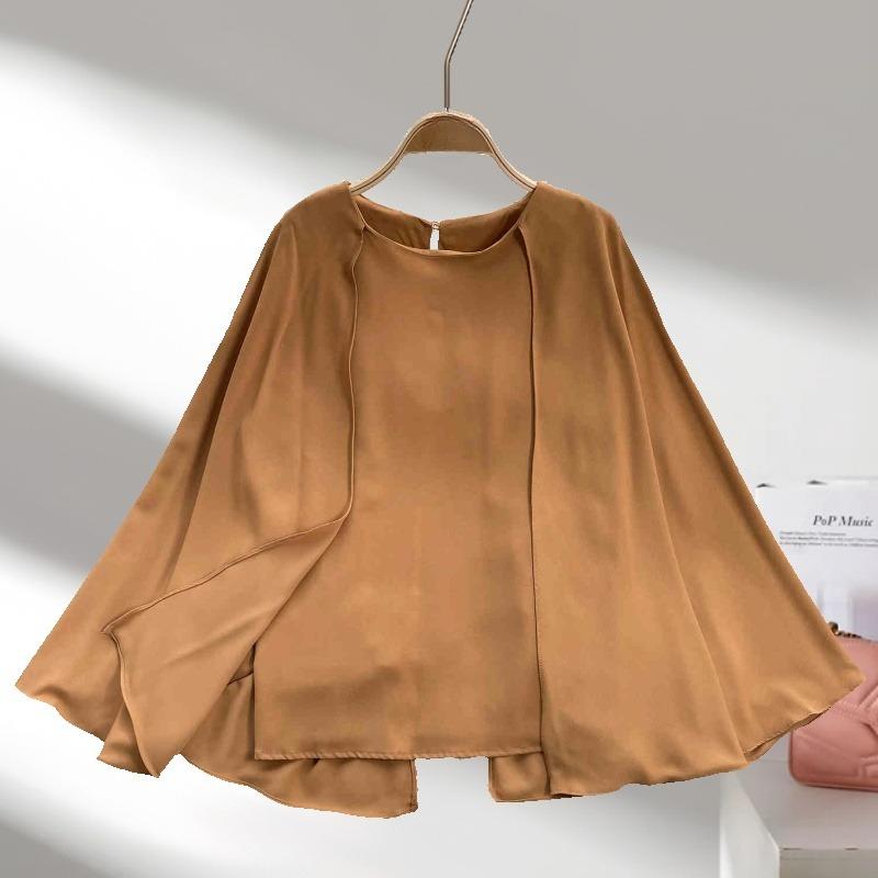 Fashion Long Sleeve Plus Size Women's Pullover Shirts Solid Temperament Summer Thin Casual Loose Tops Blouses Woman Round Neck Office Lady Shirt 26449