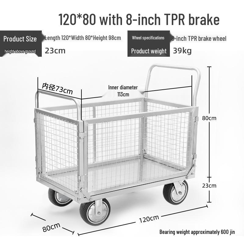 Compact Folding Hand Truck Storage Cart with Fence