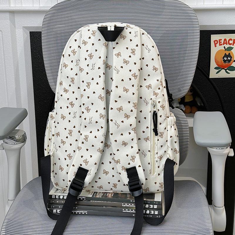 Schoolbag Korean version ins college style fresh bow schoolbag versatile sweet shoulder big size campus students lightweight schoolbag