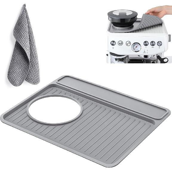 Espresso Machine Tamping Mat Accessories Compatible with Breville 870/880, Espresso Tamper Mat and Microfiber Cloths, Food Grade Silicone and Barista