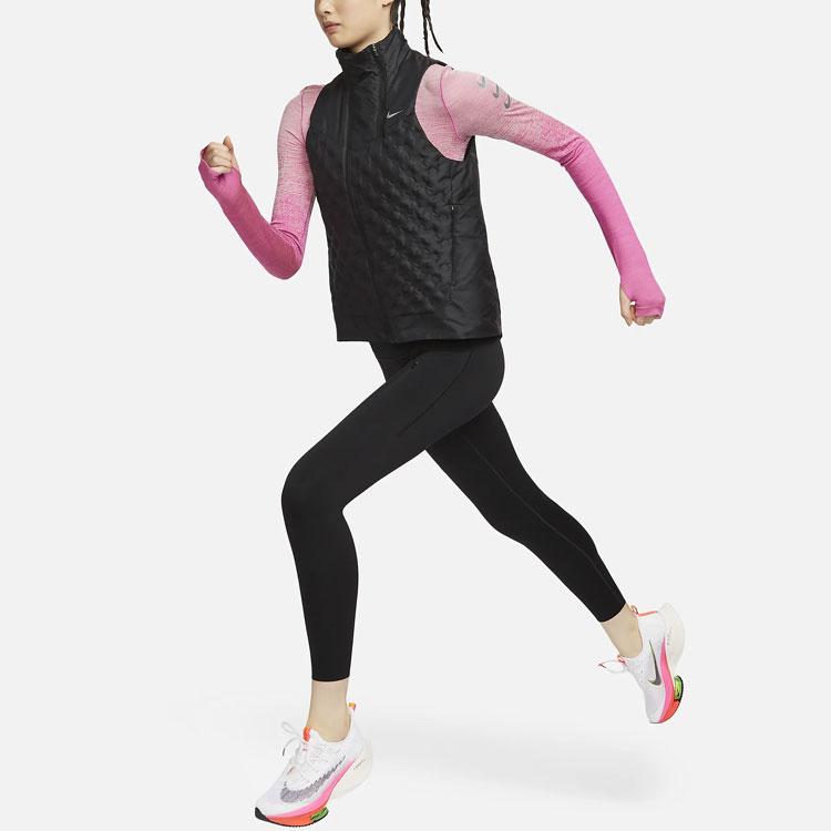 Nike Casual Stand Collar Diagonal Zip Design Down Vest Women Vests Black FB7607-010