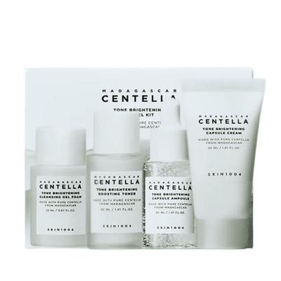 Madagascar Centella Tonaufhellendes Reise-Set Glow Boost Hautpflege-Set 4 Teile / Gel-Schaum 20ml Toner 30ml Ampulle 30ml Creme 30ml