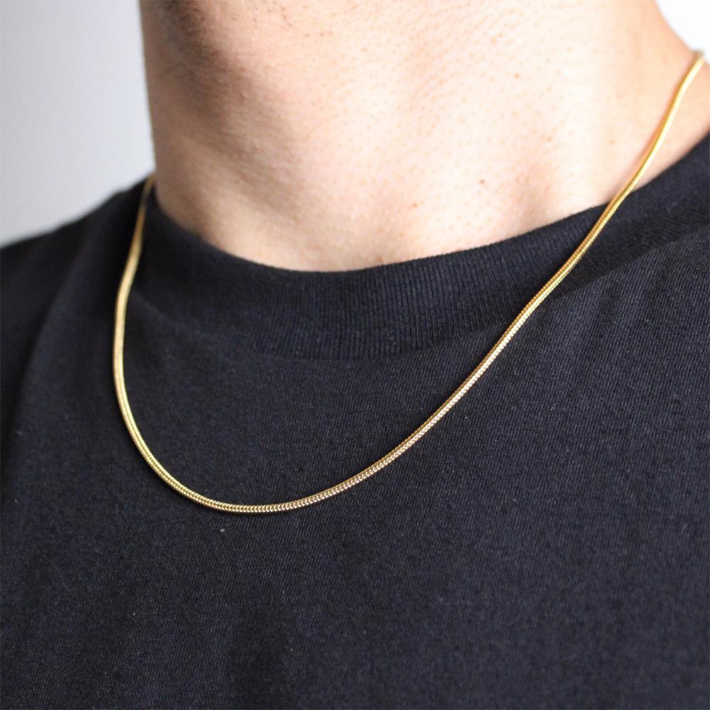 EManco Classic Waterproof Link Chain Stainless Steel 18K Gold Plated Square Link Necklace for Men's Daily Use Party Anniversary