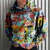 Autumn Winter Men's Hooded Long Sleeve Sportswear Fashion Harajuku Street Graffiti Printed Men's Hoodie Oversize Y2k Clothing