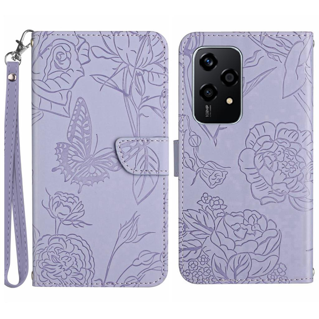 HT03 For Honor 200 Lite Leather Case Imprinted Full Protection Phone Wallet Cover with Strap