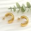 18k Gold Stainless Steel Geometric U-Shaped Earrings for Women