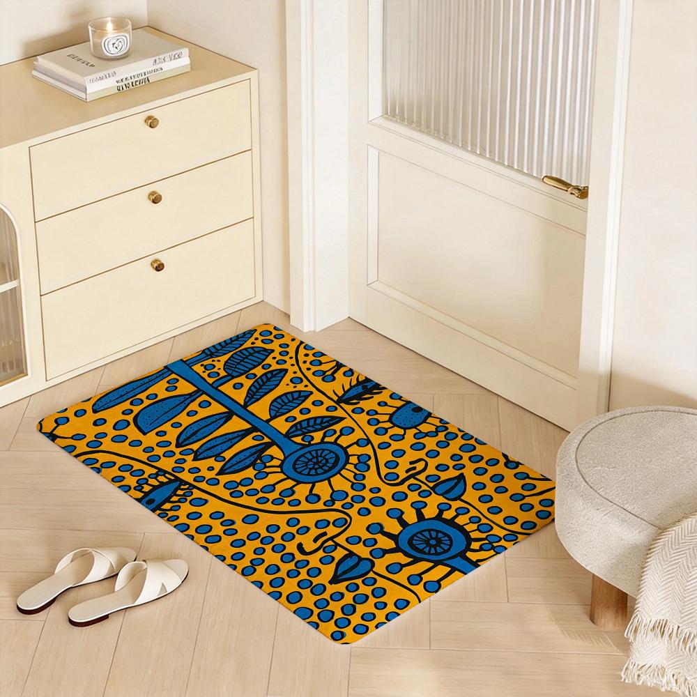 Abstract E Eyes Floor Mat Eco Flannel Doormat Non Slip Odorless Indoor Floor Rug Soft Short Plush Home Mat