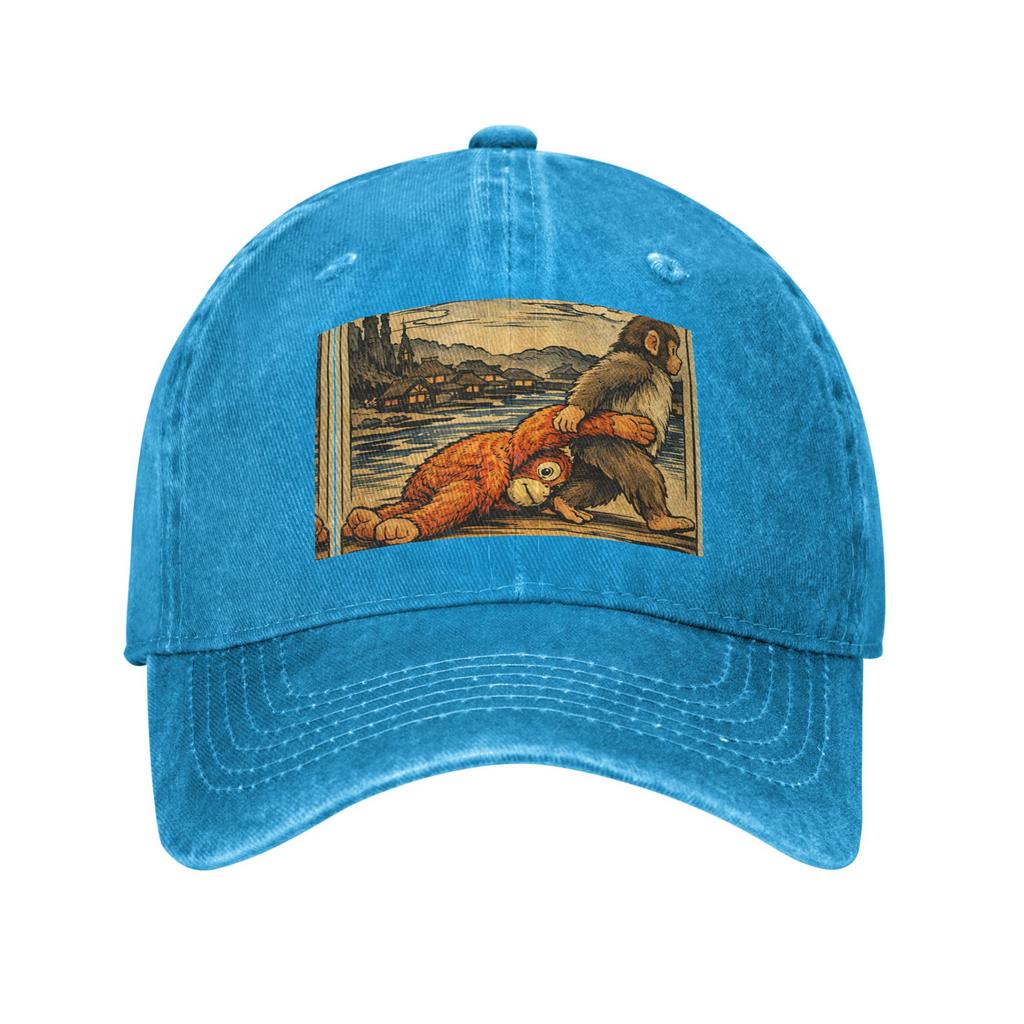 Monkey Punch Japanese Ukiyo E Art Baby Little Punch Vintage Baseball Cap Hats Visor Protection Snapback Cotton Tops Gorras