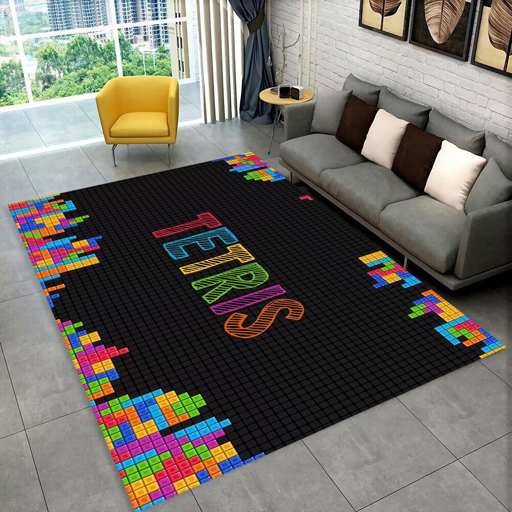 3D Retro Game Tetris Gamer Cartoon Area Rug,Carpet for Home Living Room Bedroom Sofa Doormat Decor,kid play Non-slip Floor Mat