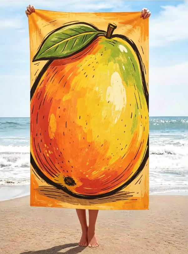 Cartoon Fruit Beach Towel, Large Size, Quick Dry, Soft, for Summer Holiday, Swim, Yoga, Beach Trip Beach Towel Towels Bathroom