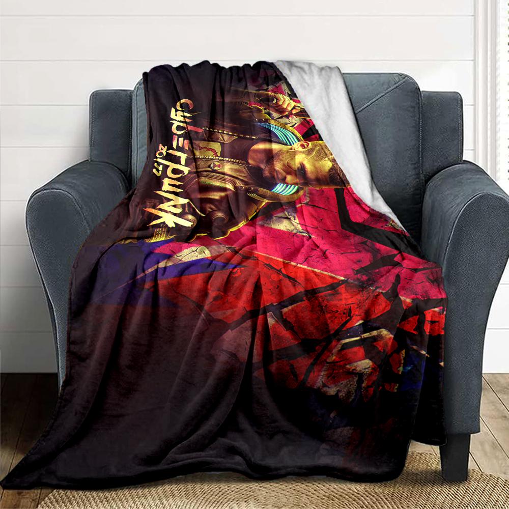 Cyberpunk Future Cityscape Blanket Soft Throw Blanket For Home Bedroom Bed Sofa Travel Office Solid Christmas Blanket