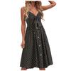 Women's Summer Bow Tie On Chest Printed V-neck High-waist Sling A-line Dress