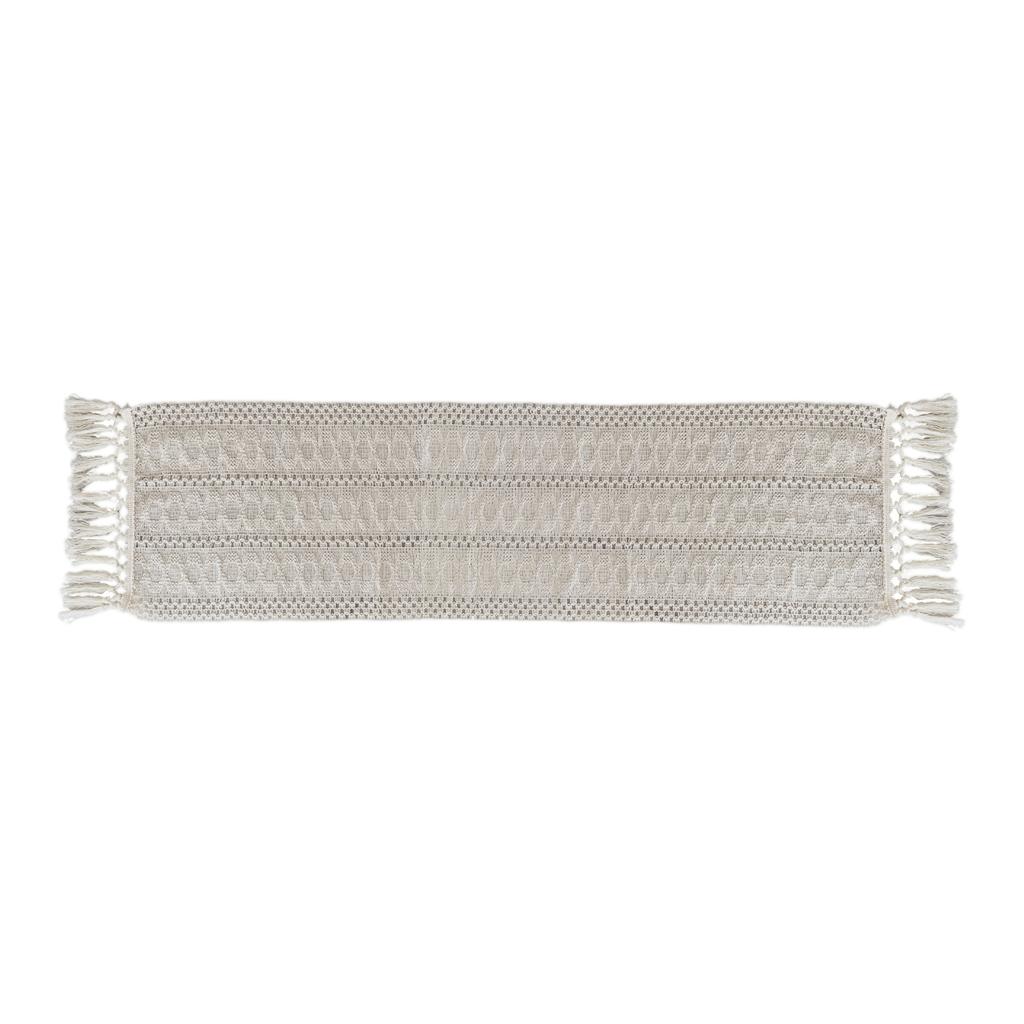 Luxurious Color Blocked Cotton And Linen Table Flag, Hollowed Out Woven Long Tassel Restaurant Decorative Tablecloth